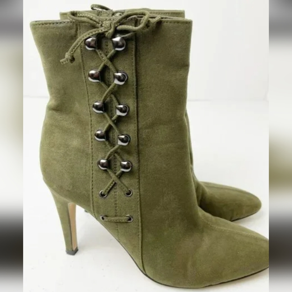 Nine West Olive Lace-Up Heeled Boots